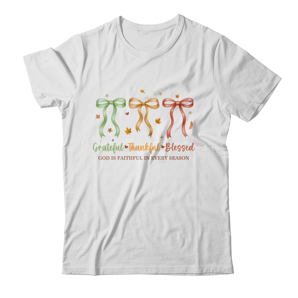 Grateful Thankful Blessed Coquette Fall Season Faith Autumn Shirt & Sweatshirt | siriusteestore