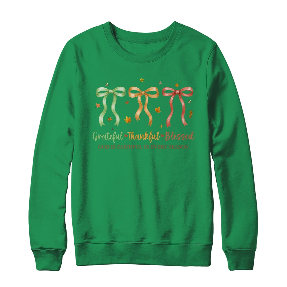Grateful Thankful Blessed Coquette Fall Season Faith Autumn Shirt & Sweatshirt | siriusteestore