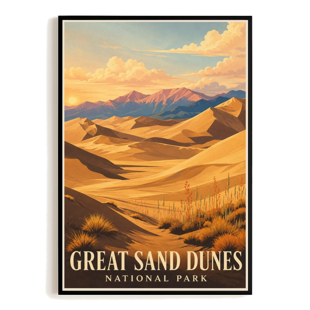 Great Sand Dunes National Park Travel Poster Colorado Desert Landscape Vintage Wall Art Print Painting Picture For Home Living Room Office Bedroom Decor Unframed | siriusteestore