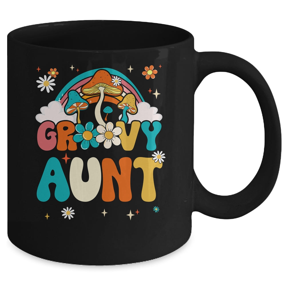 Groovy Aunt Birthday Party Theme Decorations Rainbow Family Mug | siriusteestore