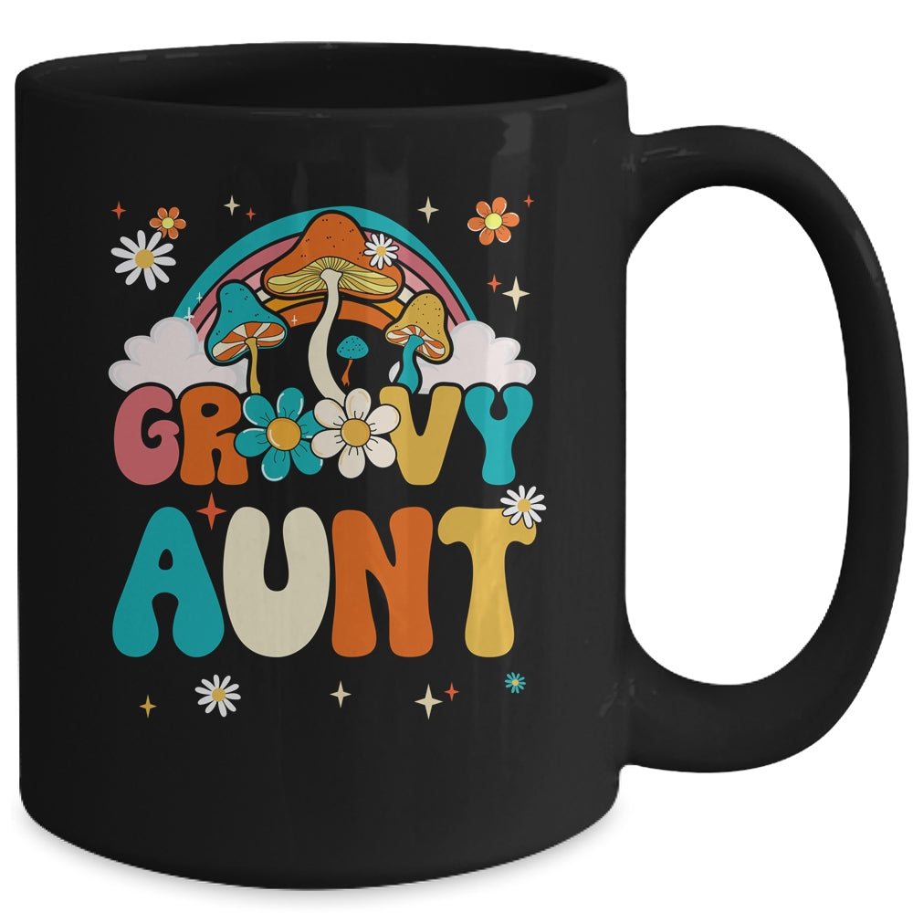 Groovy Aunt Birthday Party Theme Decorations Rainbow Family Mug | siriusteestore