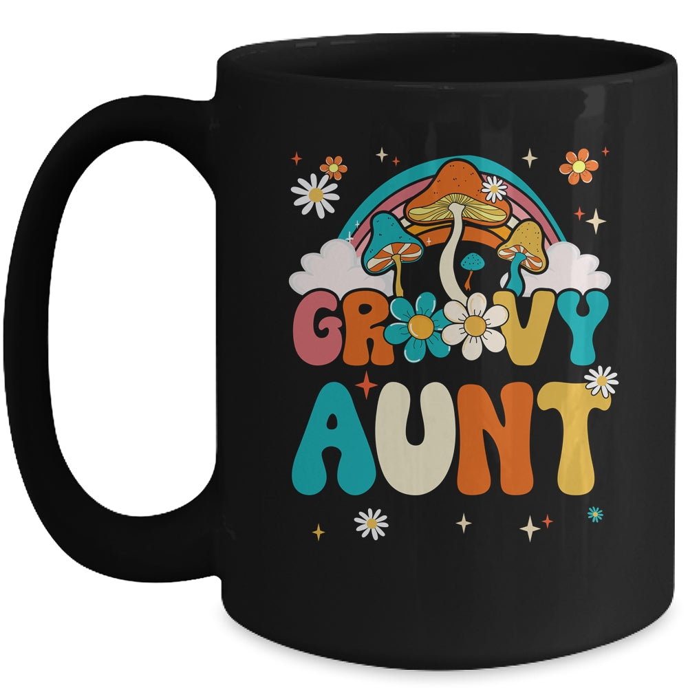 Groovy Aunt Birthday Party Theme Decorations Rainbow Family Mug | siriusteestore