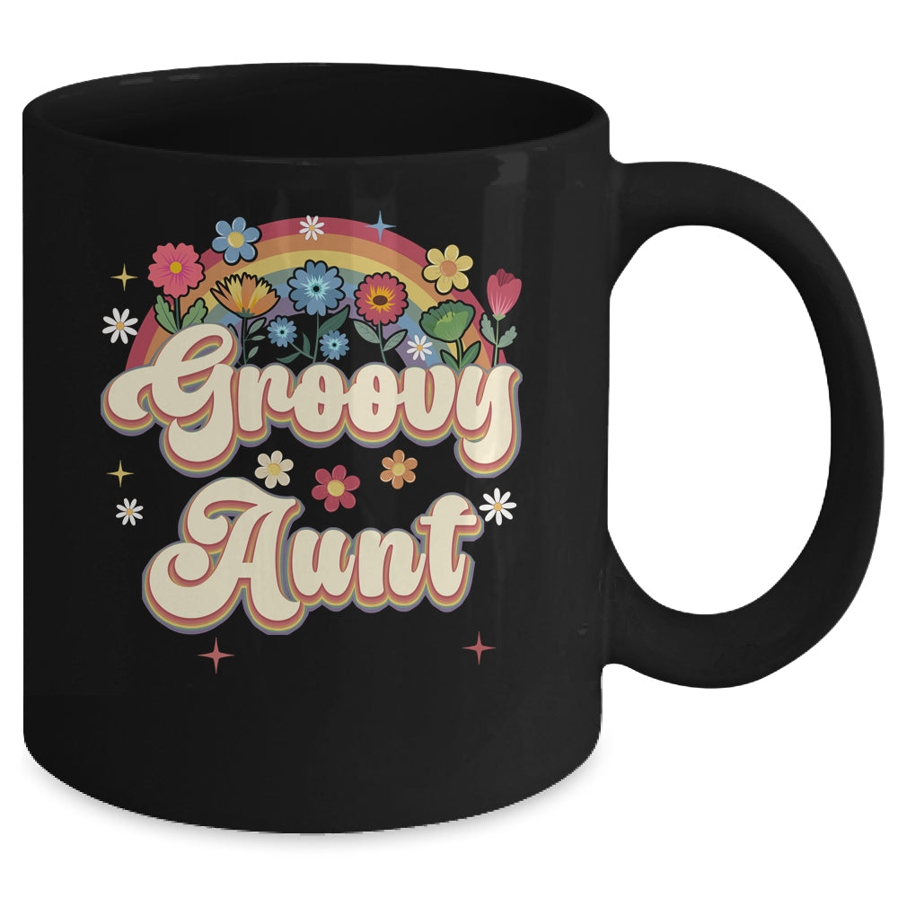Groovy Aunt Retro Hippie Peace Sign Floral Mothers Day Mug | siriusteestore
