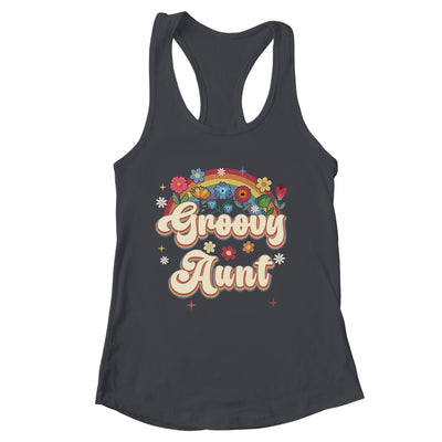 Groovy Aunt Retro Hippie Peace Sign Floral Mothers Day Shirt & Tank Top | siriusteestore