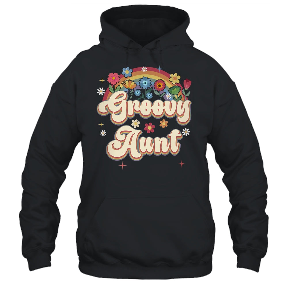 Groovy Aunt Retro Hippie Peace Sign Floral Mothers Day Shirt & Tank Top | siriusteestore