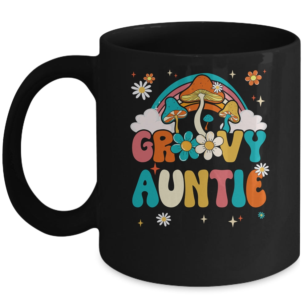 Groovy Auntie Birthday Party Theme Decorations Rainbow Mug | siriusteestore