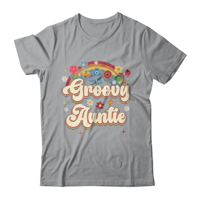 Groovy Auntie Retro Hippie Peace Sign Floral Mothers Day Shirt & Tank Top | siriusteestore