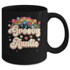 Groovy Auntie Retro Hippie Peace Sign Floral Mothers Day Mug | siriusteestore