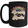 Groovy Auntie Retro Hippie Peace Sign Floral Mothers Day Mug | siriusteestore