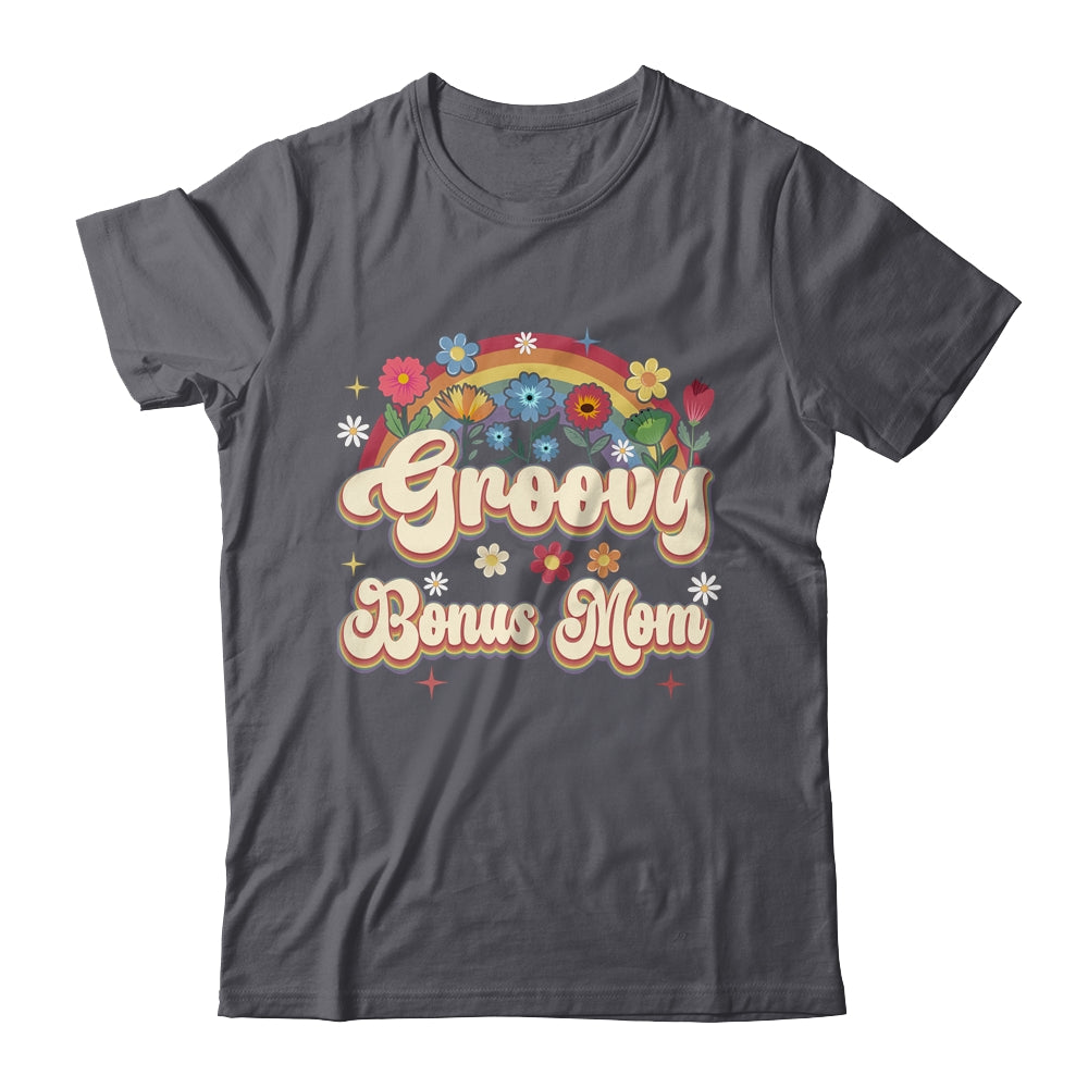 Groovy Bonus Mom Retro Hippie Peace Sign Floral Mothers Day Shirt & Tank Top | siriusteestore