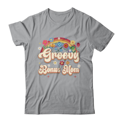 Groovy Bonus Mom Retro Hippie Peace Sign Floral Mothers Day Shirt & Tank Top | siriusteestore