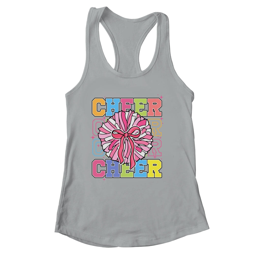 Groovy Cheer Coquette Bow Cheerleading Lover Cheerleader Shirt & Tank Top | siriusteestore