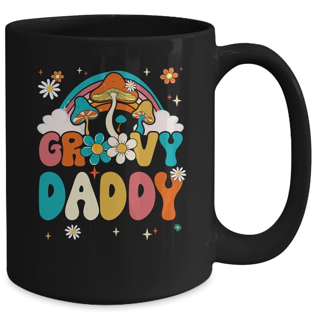 Groovy Daddy Birthday Party Theme Decorations Rainbow Family Mug | siriusteestore