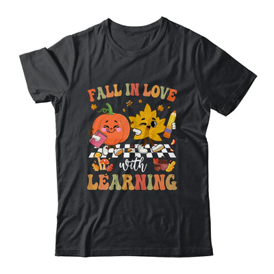 Groovy Fall In Love With Learning Pumpkin Autumn Teacher Shirt & Hoodie | siriusteestore