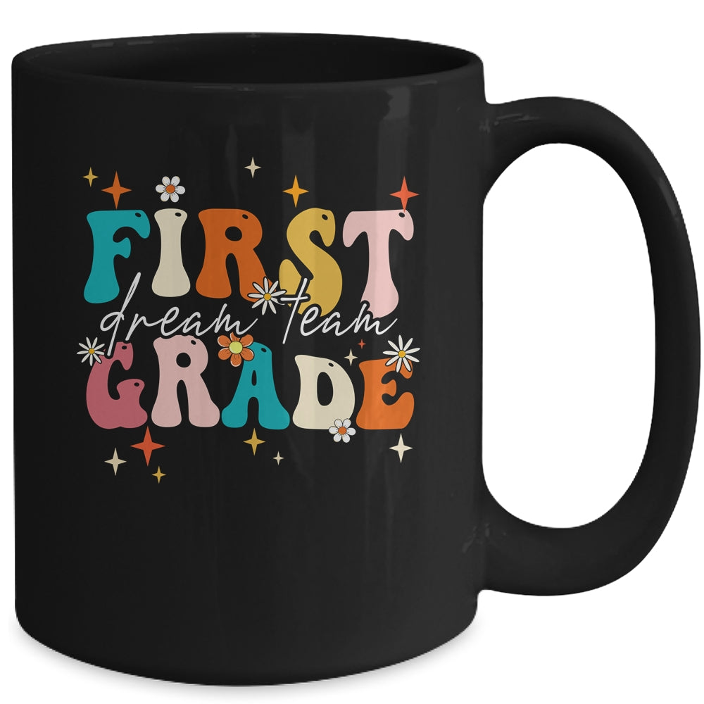 Groovy First Grade Dream Team Back To School Teacher Kids Mug | siriusteestore