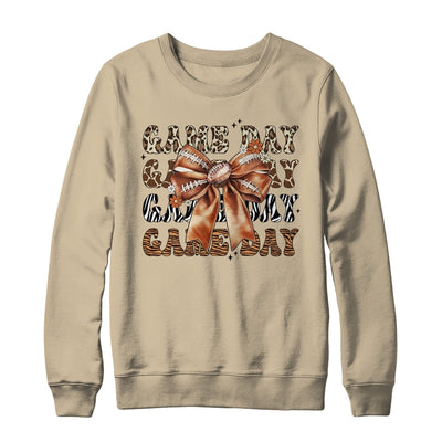 Groovy Game Day Cow Leopard Football Lovers Coquette Bow Shirt & Sweatshirt | siriusteestore