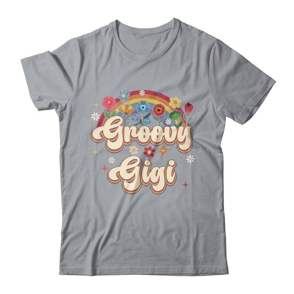 Groovy Gigi Retro Hippie Peace Sign Floral Mothers Day Shirt & Tank Top | siriusteestore