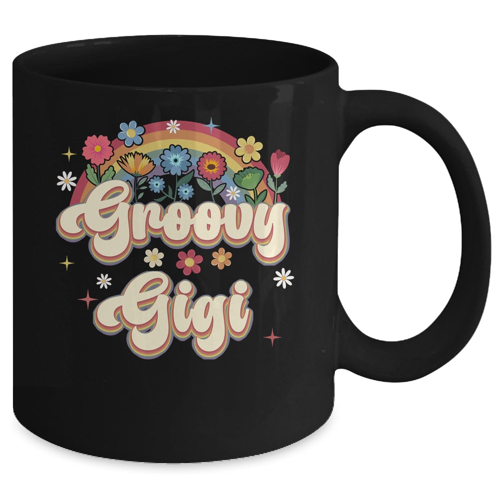 Groovy Gigi Retro Hippie Peace Sign Floral Mothers Day Mug | siriusteestore