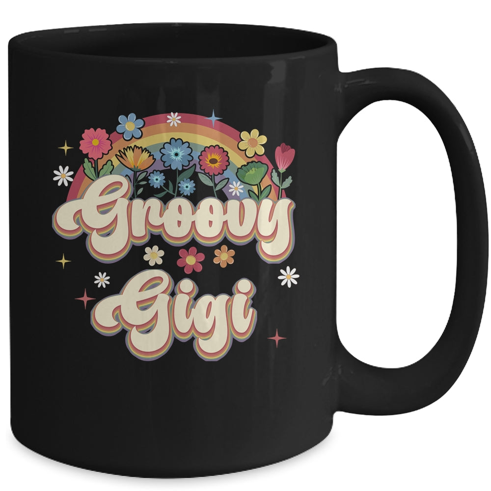 Groovy Gigi Retro Hippie Peace Sign Floral Mothers Day Mug | siriusteestore