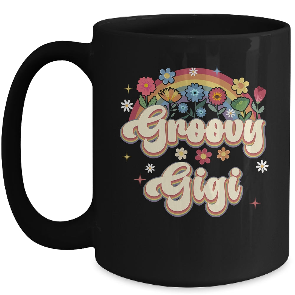 Groovy Gigi Retro Hippie Peace Sign Floral Mothers Day Mug | siriusteestore