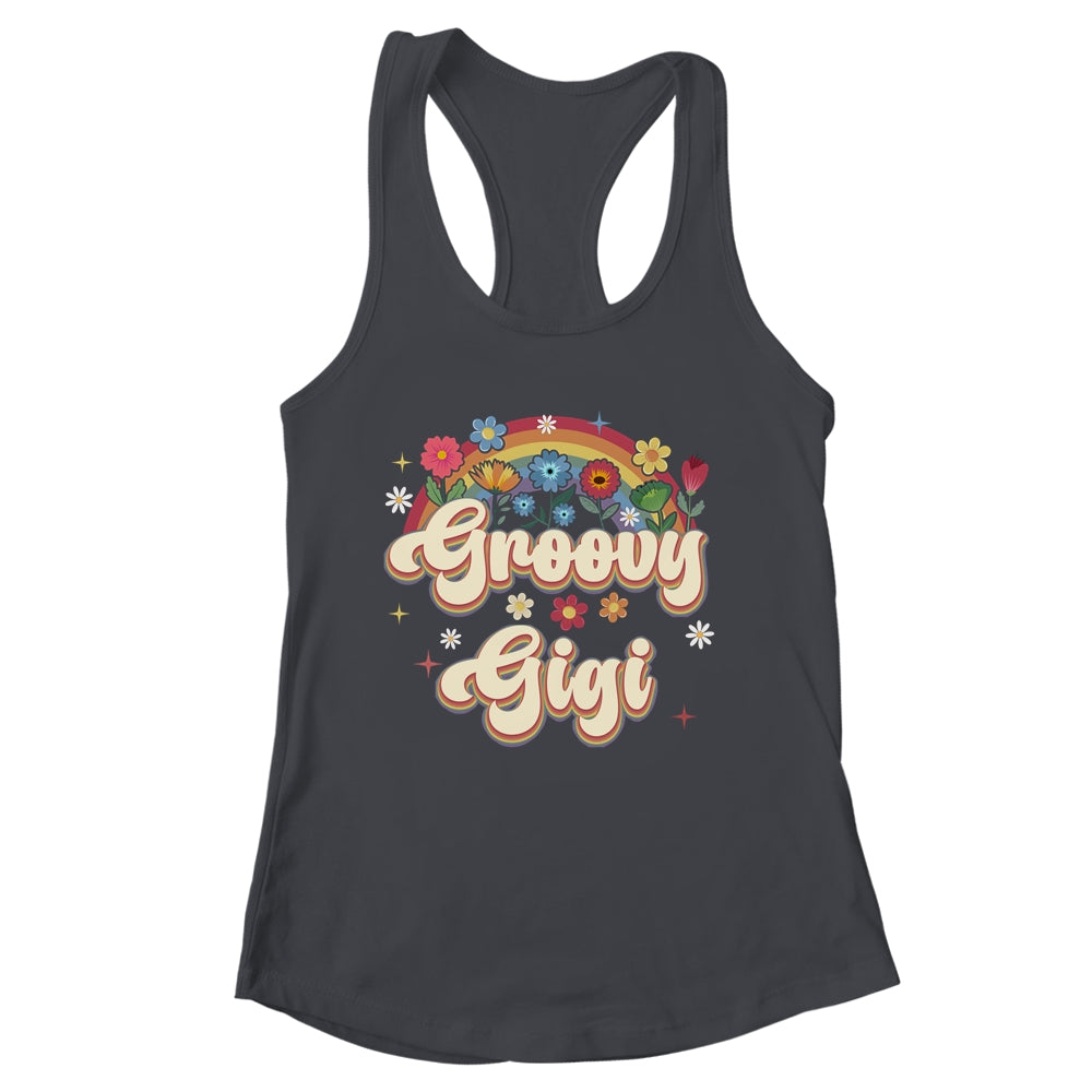 Groovy Gigi Retro Hippie Peace Sign Floral Mothers Day Shirt & Tank Top | siriusteestore