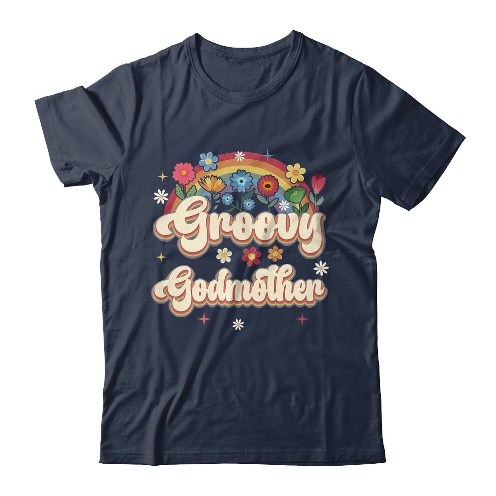 Groovy Godmother Retro Hippie Peace Sign Floral Mothers Day Shirt & Tank Top | siriusteestore
