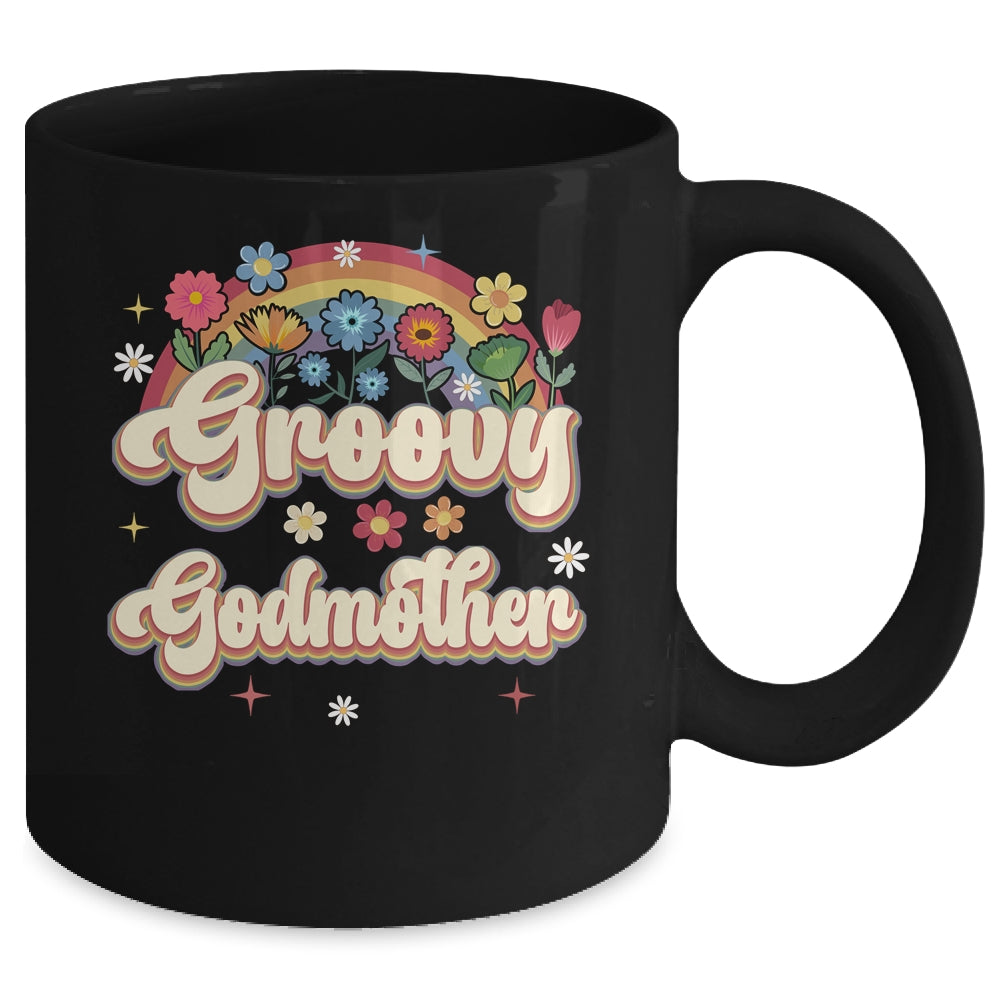 Groovy Godmother Retro Hippie Peace Sign Floral Mothers Day Mug | siriusteestore