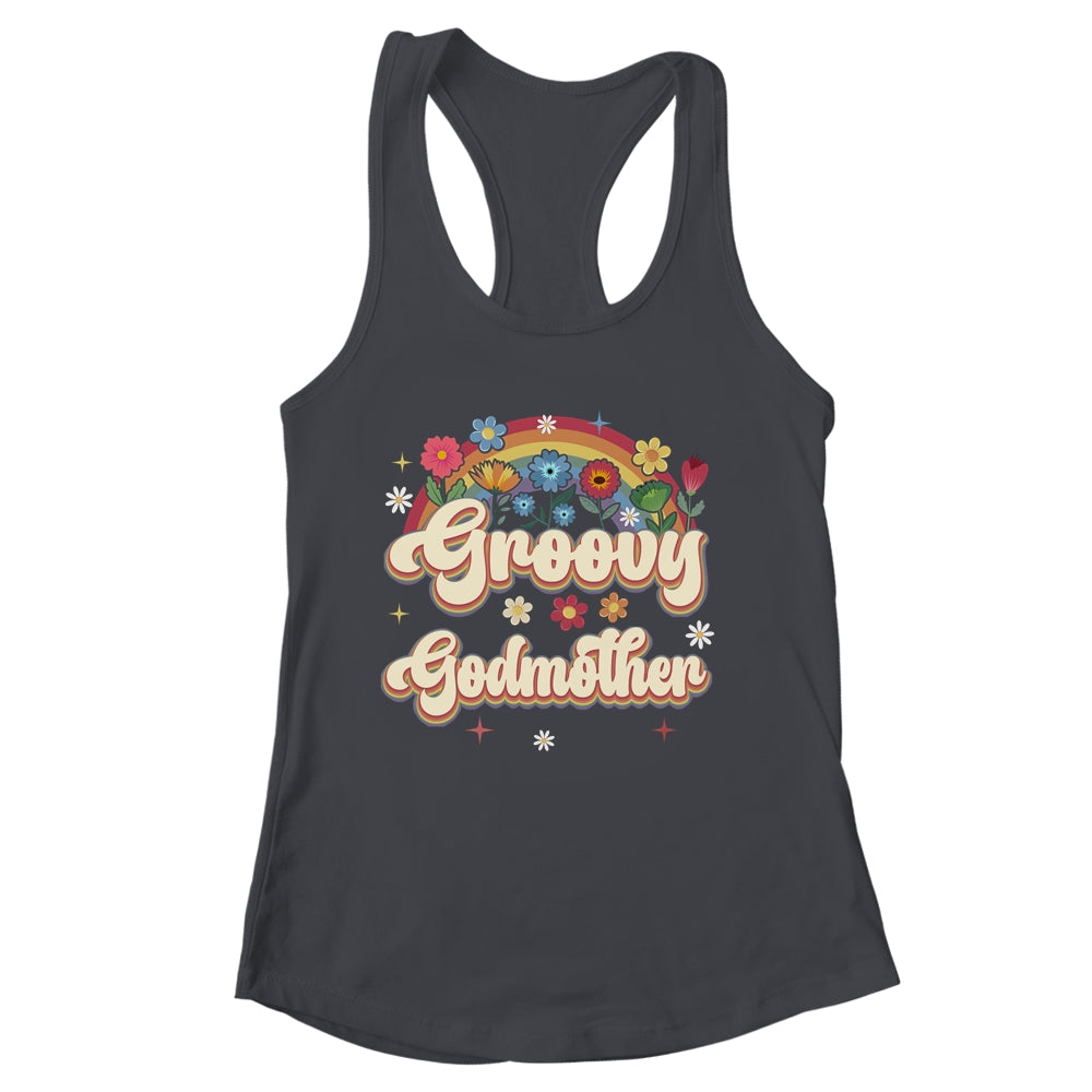 Groovy Godmother Retro Hippie Peace Sign Floral Mothers Day Shirt & Tank Top | siriusteestore