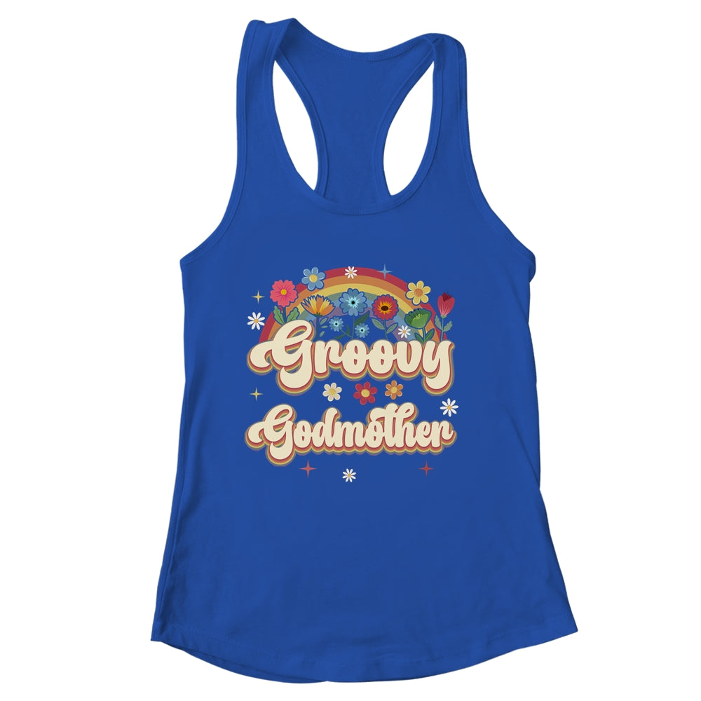 Groovy Godmother Retro Hippie Peace Sign Floral Mothers Day Shirt & Tank Top | siriusteestore