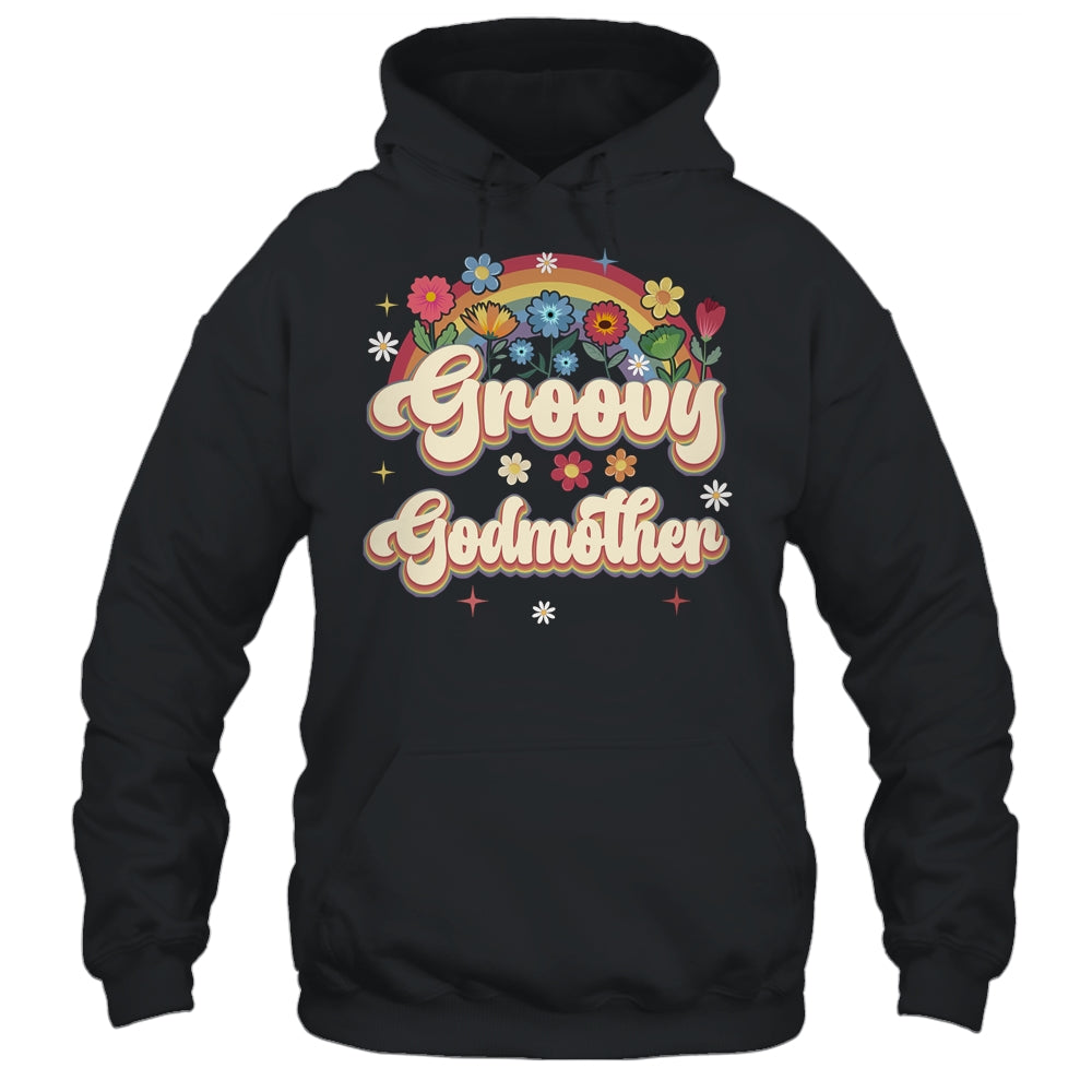 Groovy Godmother Retro Hippie Peace Sign Floral Mothers Day Shirt & Tank Top | siriusteestore
