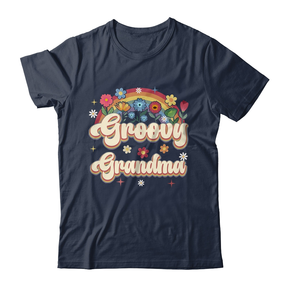 Groovy Grandma Retro Hippie Peace Sign Floral Mothers Day Shirt & Tank Top | siriusteestore