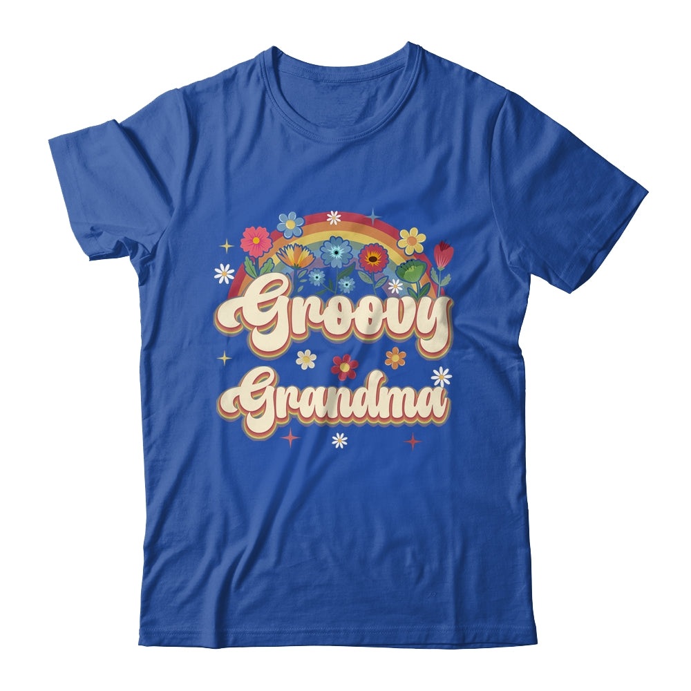 Groovy Grandma Retro Hippie Peace Sign Floral Mothers Day Shirt & Tank Top | siriusteestore