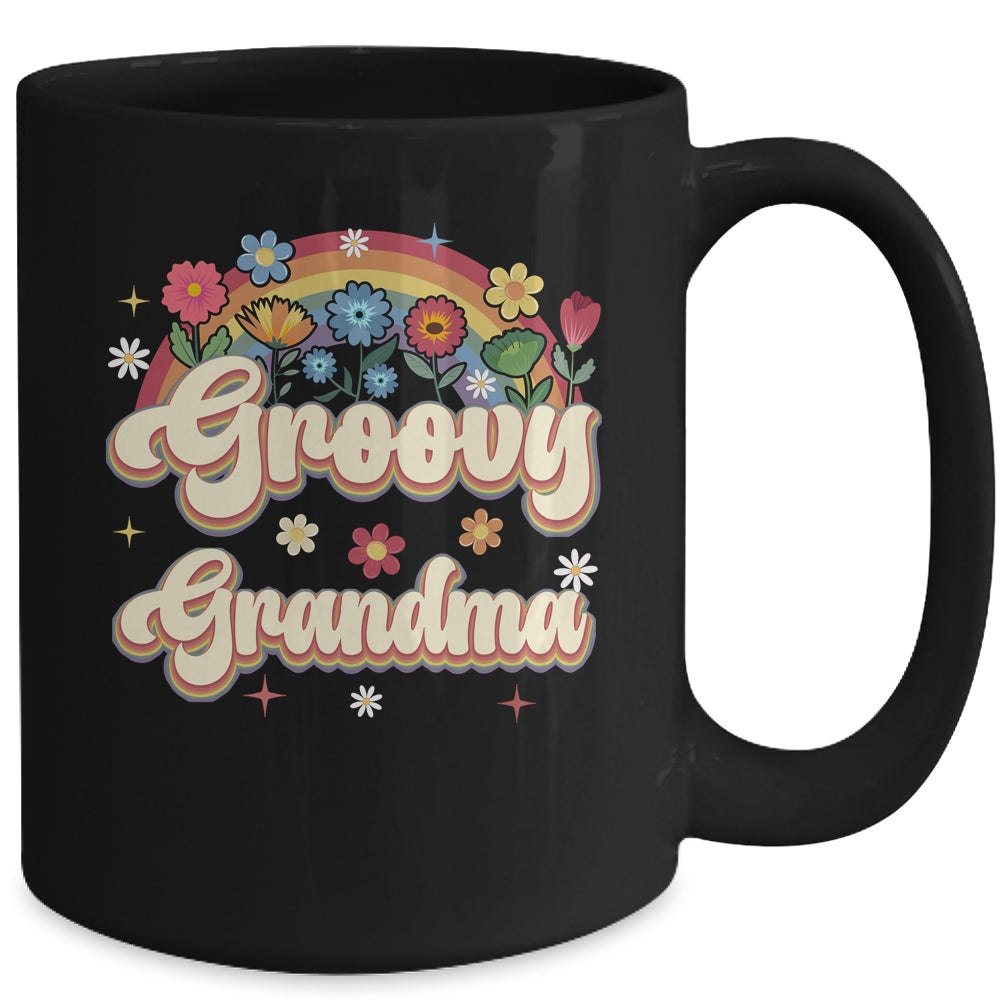Groovy Grandma Retro Hippie Peace Sign Floral Mothers Day Mug | siriusteestore