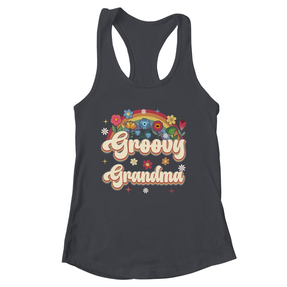 Groovy Grandma Retro Hippie Peace Sign Floral Mothers Day Shirt & Tank Top | siriusteestore