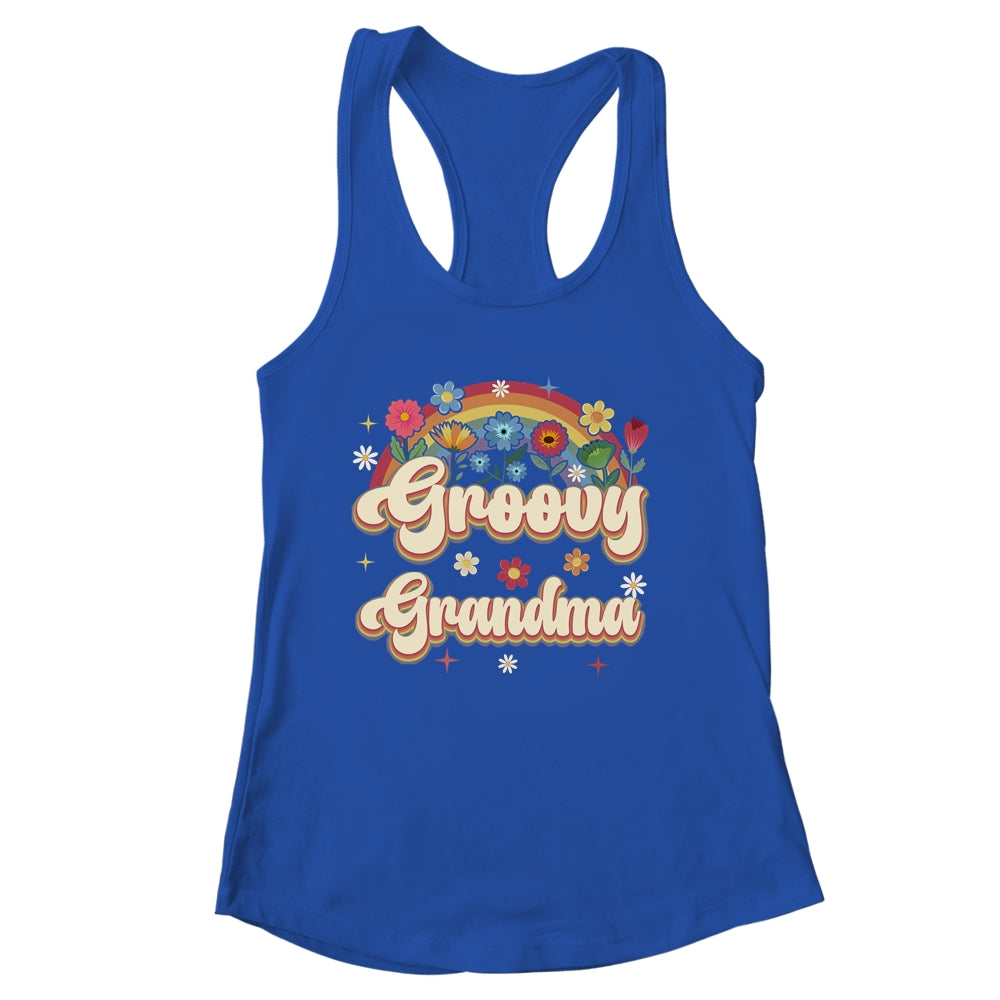 Groovy Grandma Retro Hippie Peace Sign Floral Mothers Day Shirt & Tank Top | siriusteestore