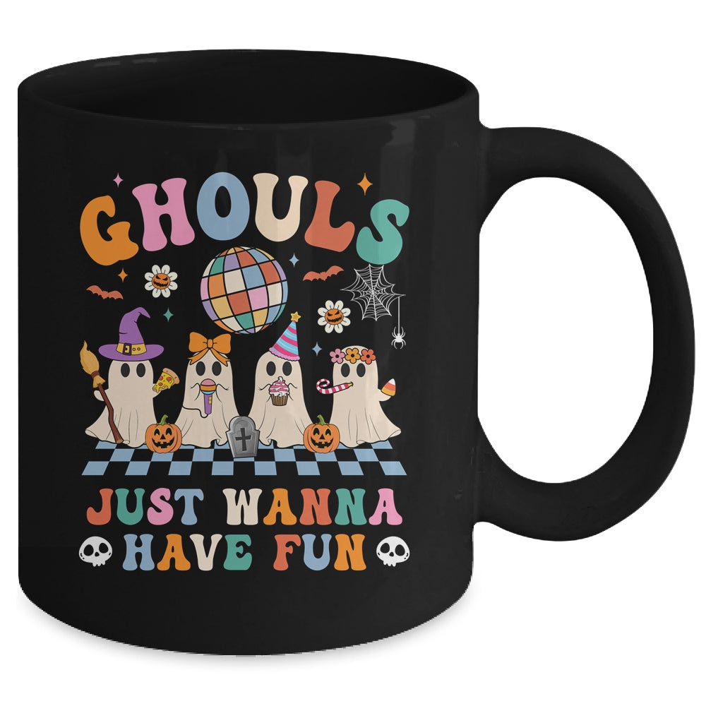 Groovy Halloween Ghouls Just Wanna Have Fun Dancing Ghost Mug | siriusteestore