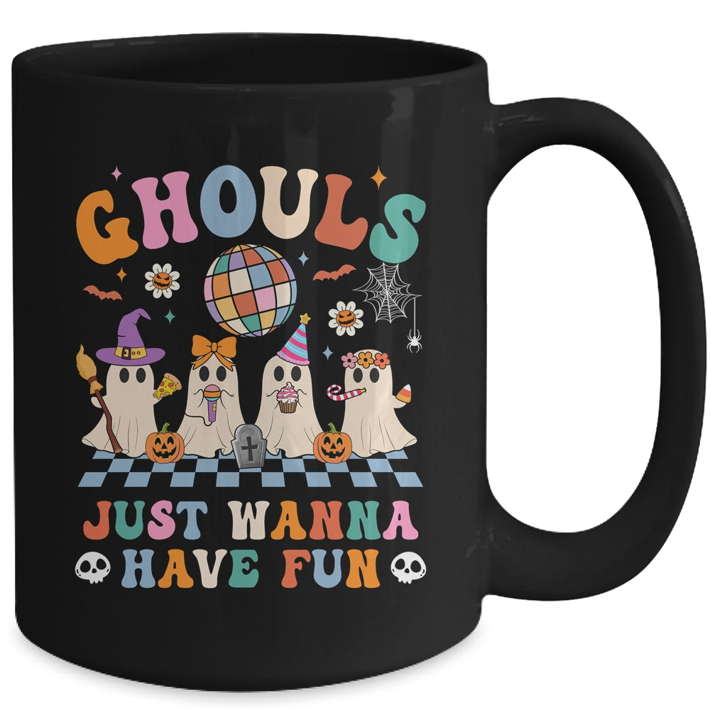 Groovy Halloween Ghouls Just Wanna Have Fun Dancing Ghost Mug | siriusteestore