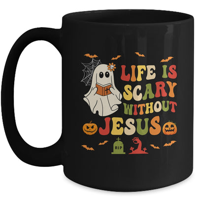 Groovy Halloween Life Is Scary Without Jesus Christian Lover Mug | siriusteestore