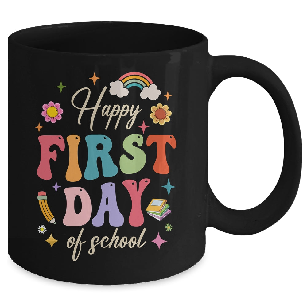 Groovy Happy First Day Of School Back To School Teacher Kids Mug | siriusteestore
