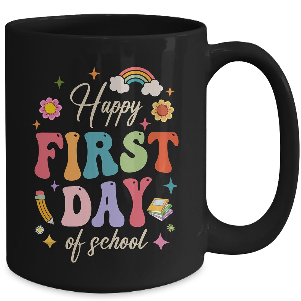 Groovy Happy First Day Of School Back To School Teacher Kids Mug | siriusteestore