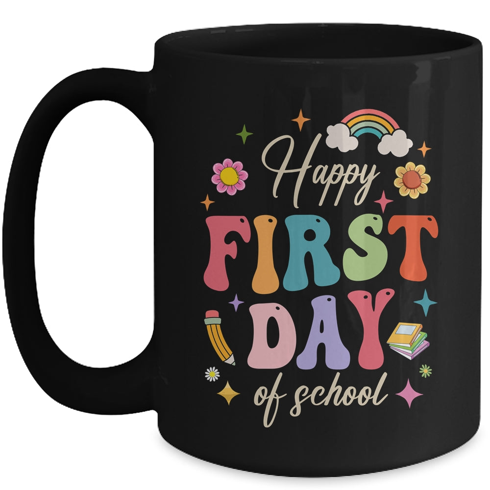 Groovy Happy First Day Of School Back To School Teacher Kids Mug | siriusteestore