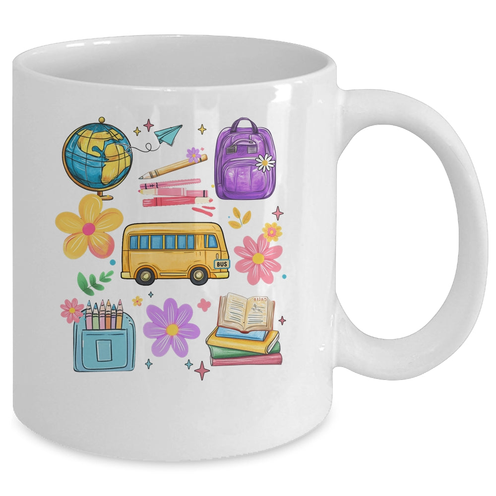 Groovy Happy First Day Of School Teacher Kids Back To School Mug | siriusteestore