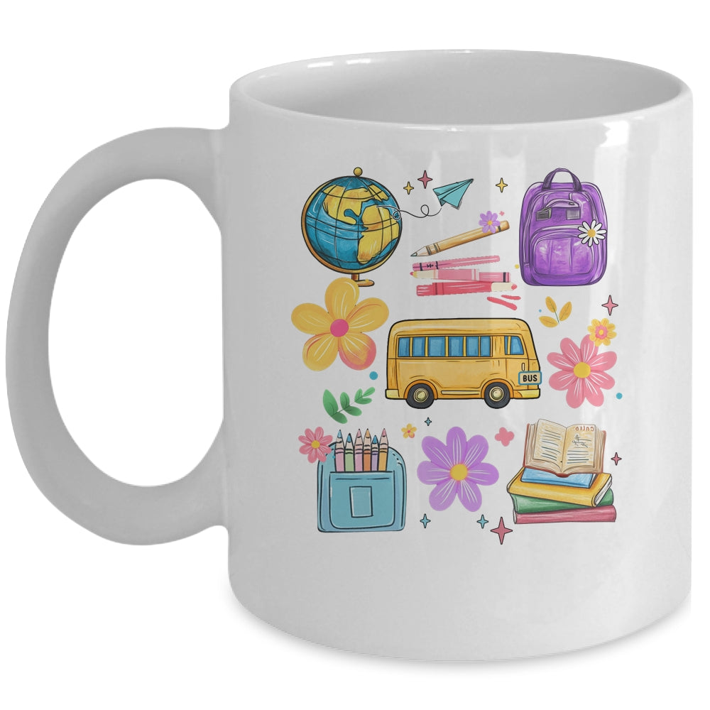 Groovy Happy First Day Of School Teacher Kids Back To School Mug | siriusteestore