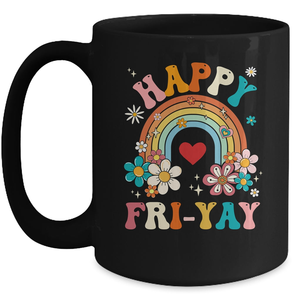 Groovy Happy Fri-Yay Friday Lovers Fun Teacher Mug | siriusteestore