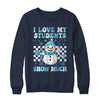 Groovy Love My Students Snow Much Christmas Snowman Teacher Shirt & Sweatshirt | siriusteestore