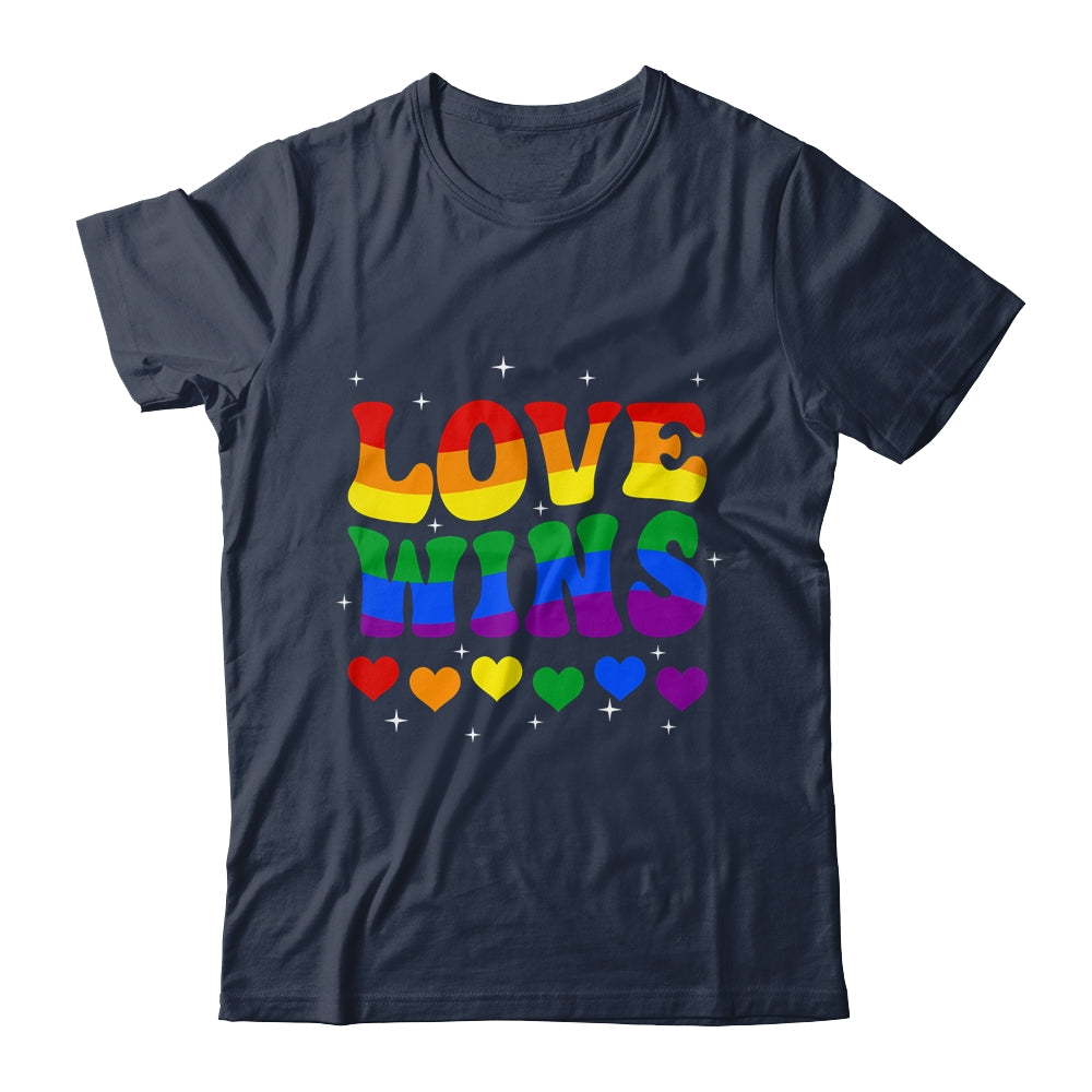 Groovy Love Wins Rainbow Pride Flag Colors LGBT Gay Shirt & Tank Top | siriusteestore