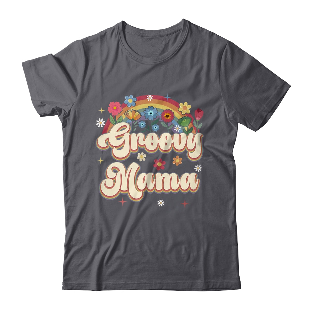 Groovy Mama Retro Hippie Peace Sign Floral Mothers Day Shirt & Tank Top | siriusteestore
