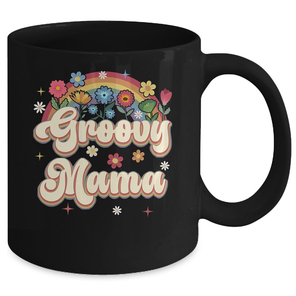 Groovy Mama Retro Hippie Peace Sign Floral Mothers Day Mug | siriusteestore