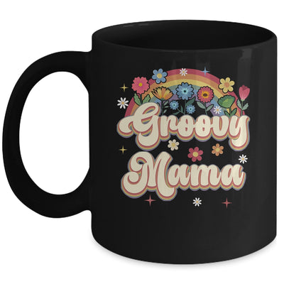 Groovy Mama Retro Hippie Peace Sign Floral Mothers Day Mug | siriusteestore