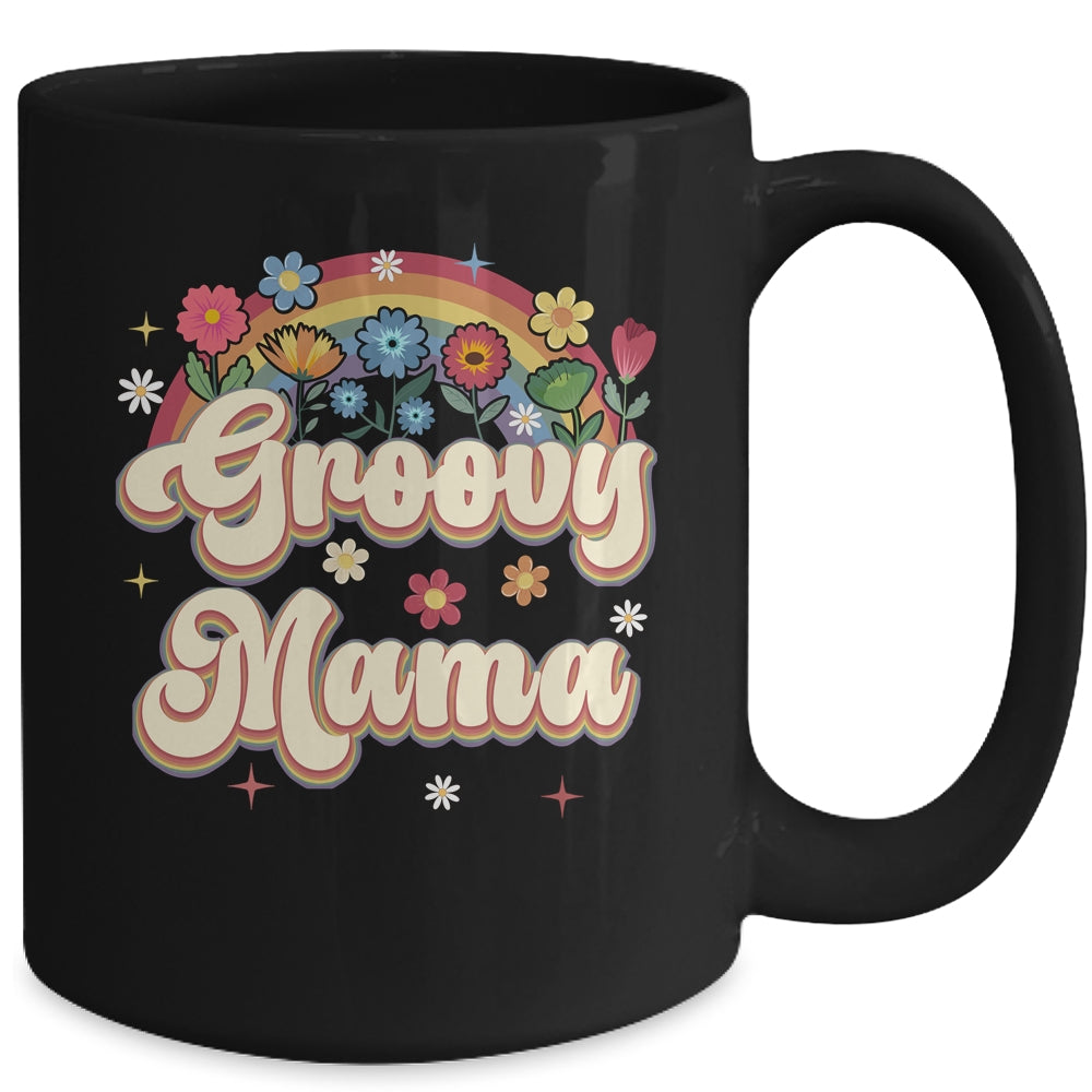 Groovy Mama Retro Hippie Peace Sign Floral Mothers Day Mug | siriusteestore